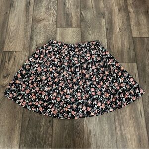 CLOCKHOUSE vintage mini flowery black circle skirt